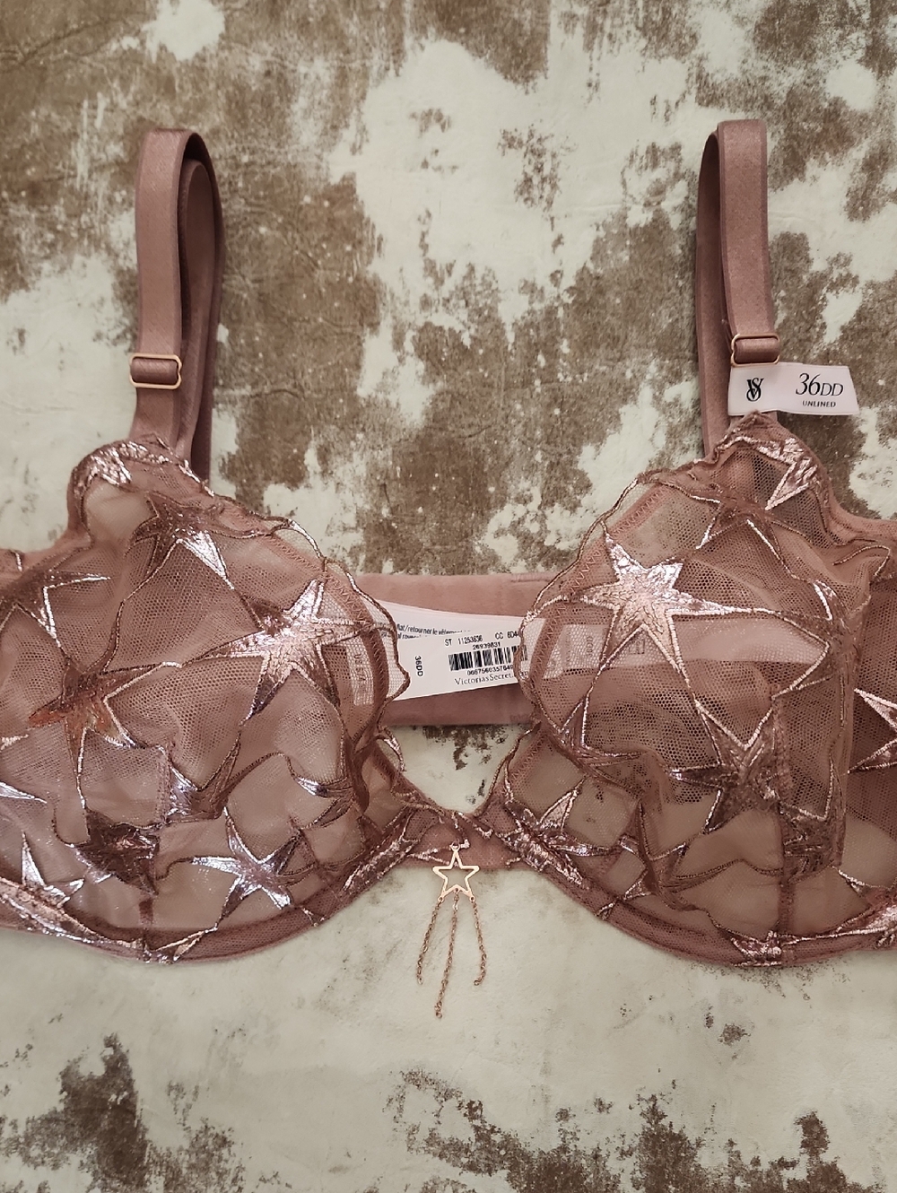 VS Very Sexy Low Cut Demi Star Bra With Copper Colored Metal Star In Center 36DD